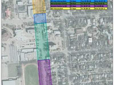 11 St S Watermain Upgrade map and timetable 2024