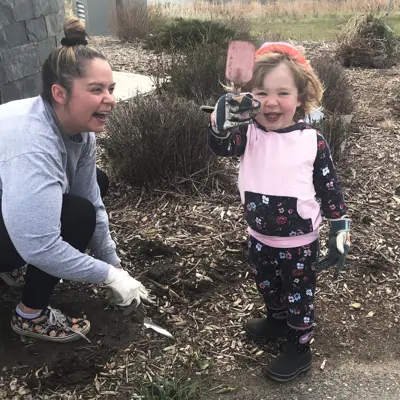 Volunteers - yard work at Gary Station