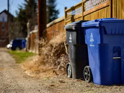 Waste Garbage Recycling Bins in alley