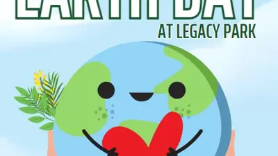 Earth Day poster world holding heart no date