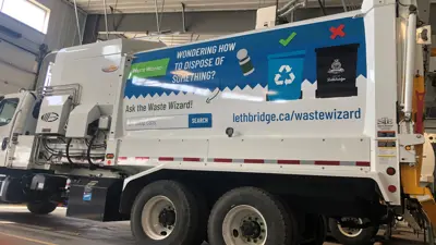 Waste and Recycling truck in shop