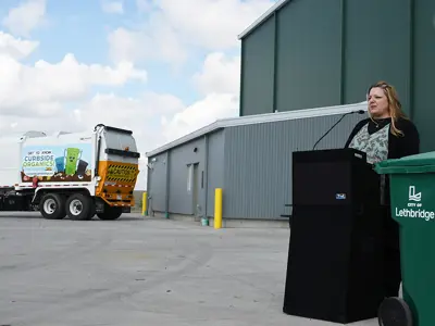 Organics Grand Opening Parker speaking 