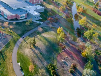 Riverstone Park and St. Pats School aerial view