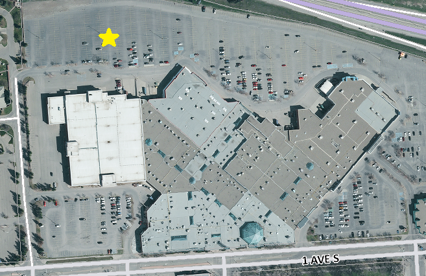 Map of Roundup location. Northwest parking lot of Park Place Mall.